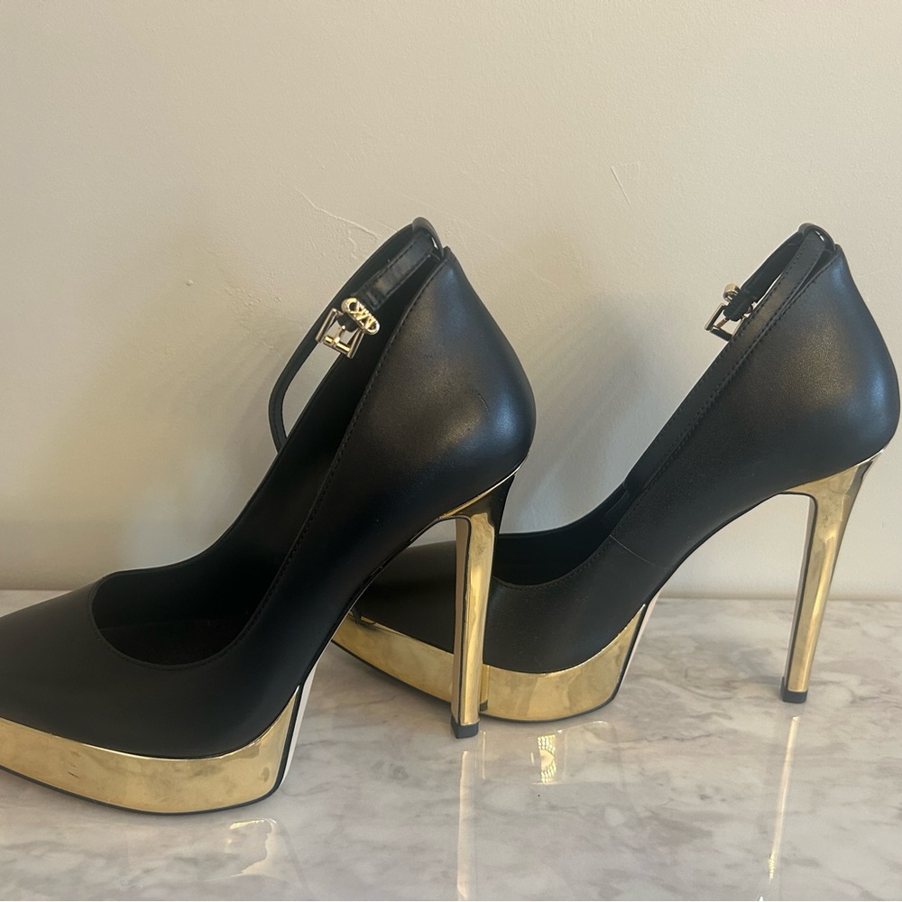 MICHAEL Michael Kors Black Heels with Gold Accents